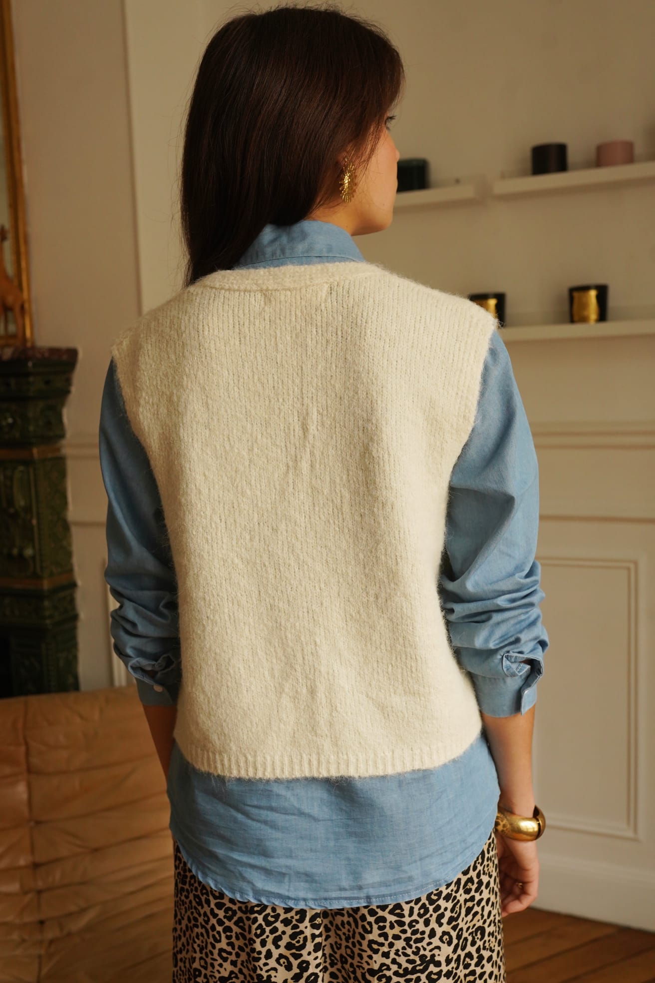CLEO EMBROIDERY GILET - BEIGE