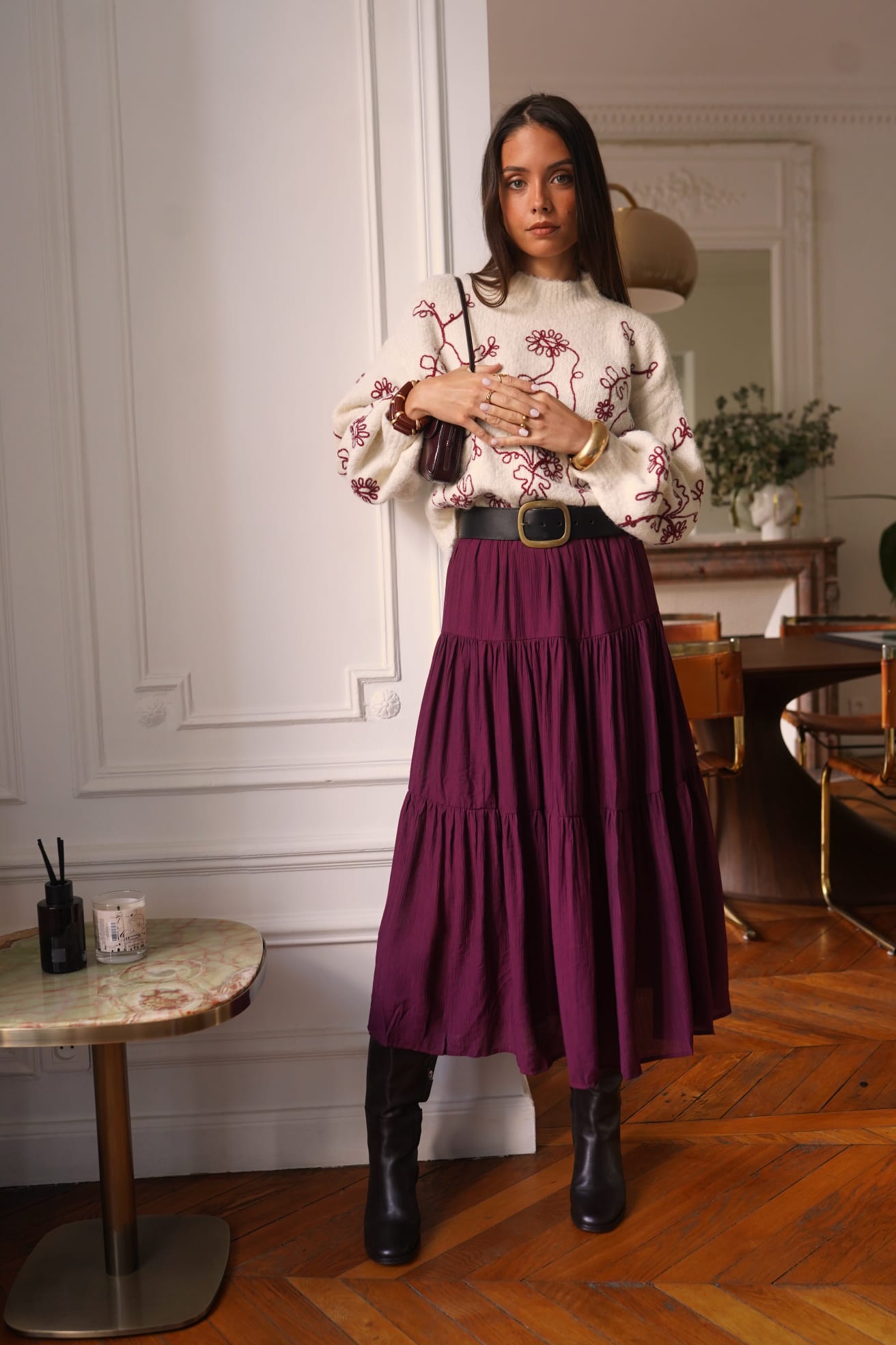 LOTTIE EMBROIDERY KNIT - BEIGE
