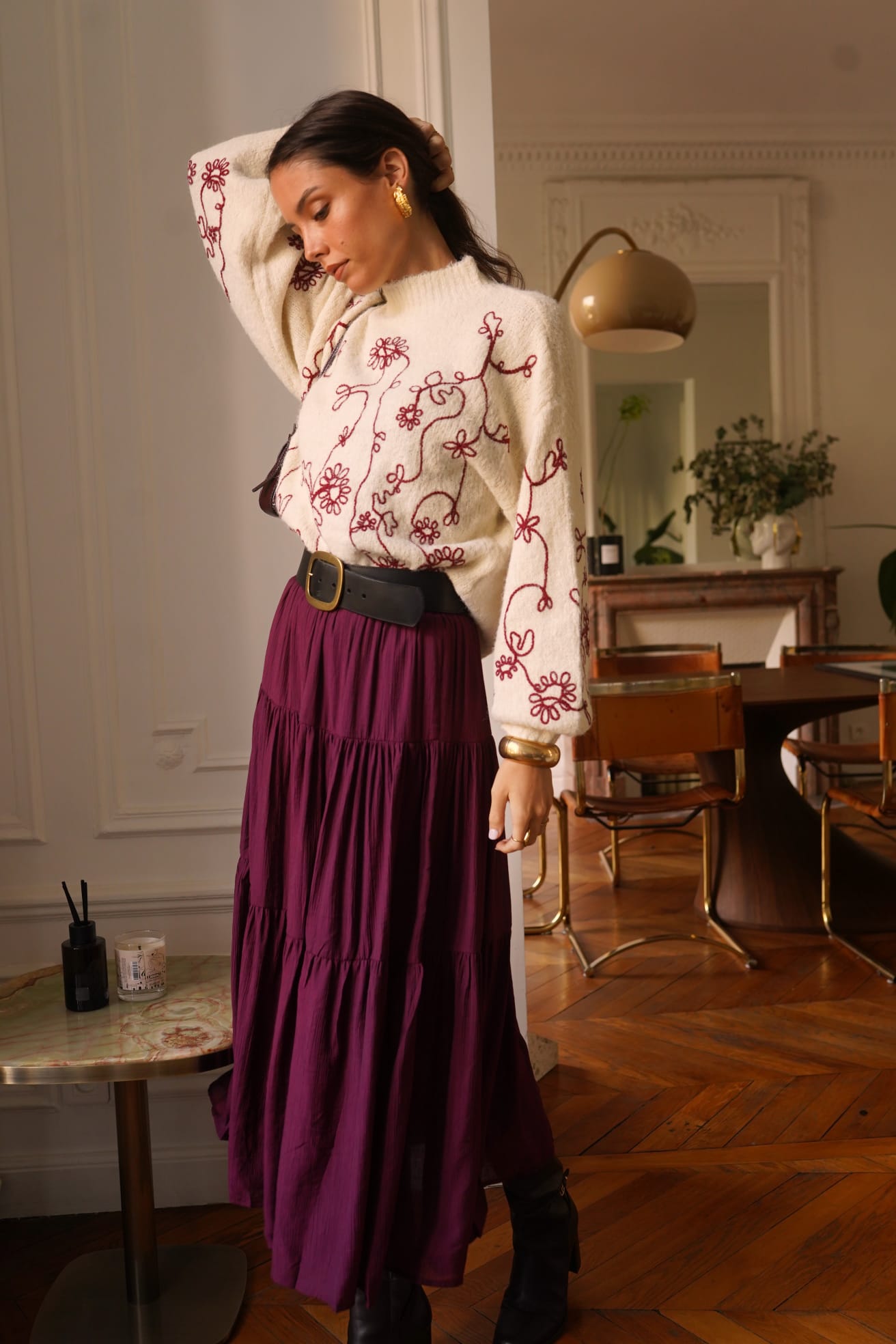 LOTTIE EMBROIDERY KNIT - BEIGE
