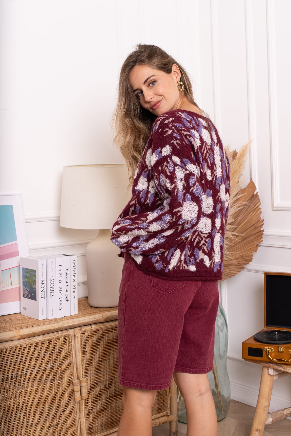 AURY KNIT CARDIGAN -BORDEAUX