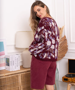 AURY KNIT CARDIGAN -BORDEAUX