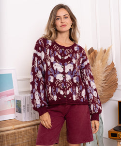 AURY KNIT CARDIGAN -BORDEAUX