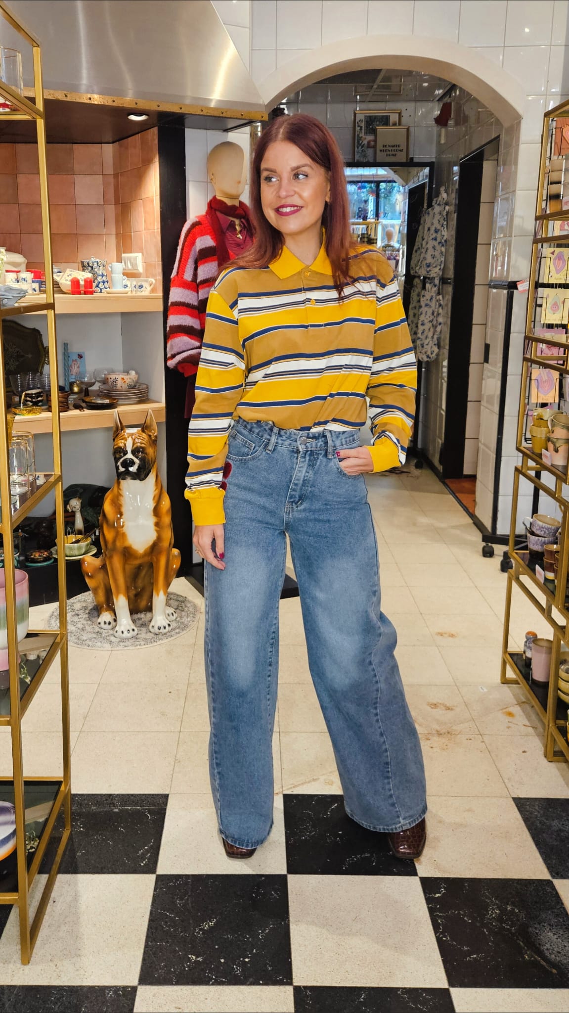 INES STRIPED POLO - YELLOW