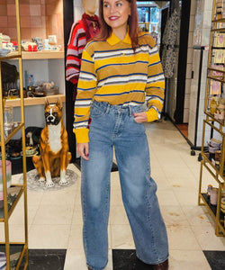 INES STRIPED POLO - YELLOW