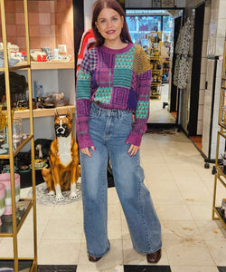 BARBORA BLOCKED PULLOVER - PURPLE