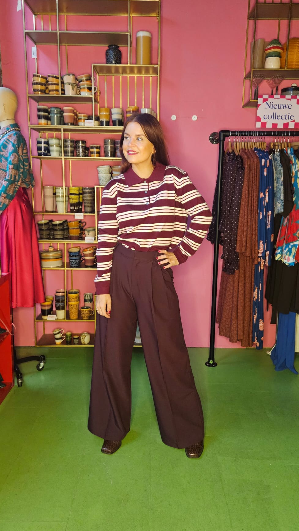 ALVA STRIPED POLO - BORDEAUX/PINK