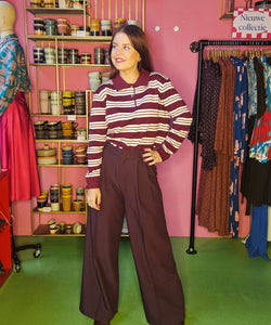 ALVA STRIPED POLO - BORDEAUX/PINK
