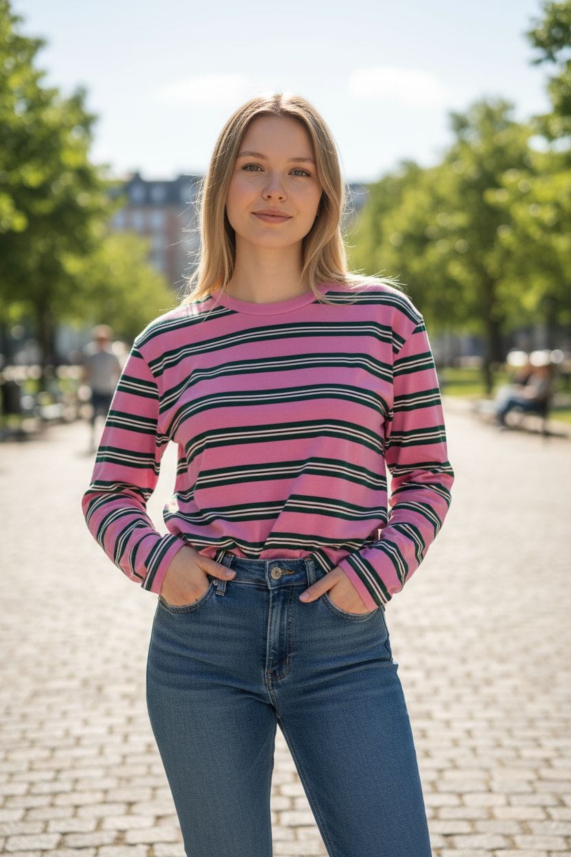 ARCHIE STRIPED PULLOVER - PINK