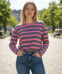ARCHIE STRIPED PULLOVER - PINK