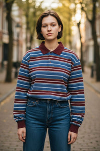 LINAS STRIPED POLO - BORDEAUX/BLUE