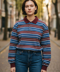LINAS STRIPED POLO - BORDEAUX/BLUE