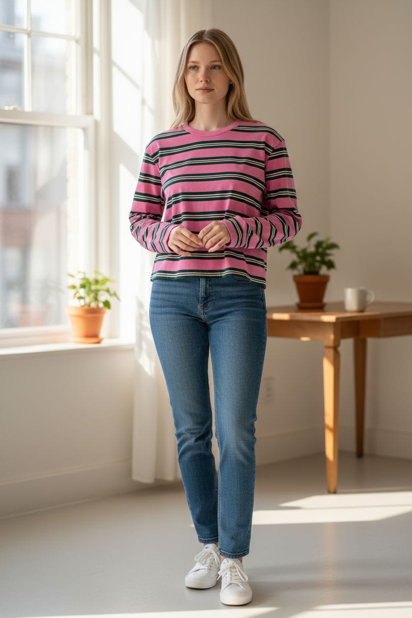 ARCHIE STRIPED PULLOVER - PINK