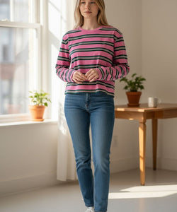 ARCHIE STRIPED PULLOVER - PINK