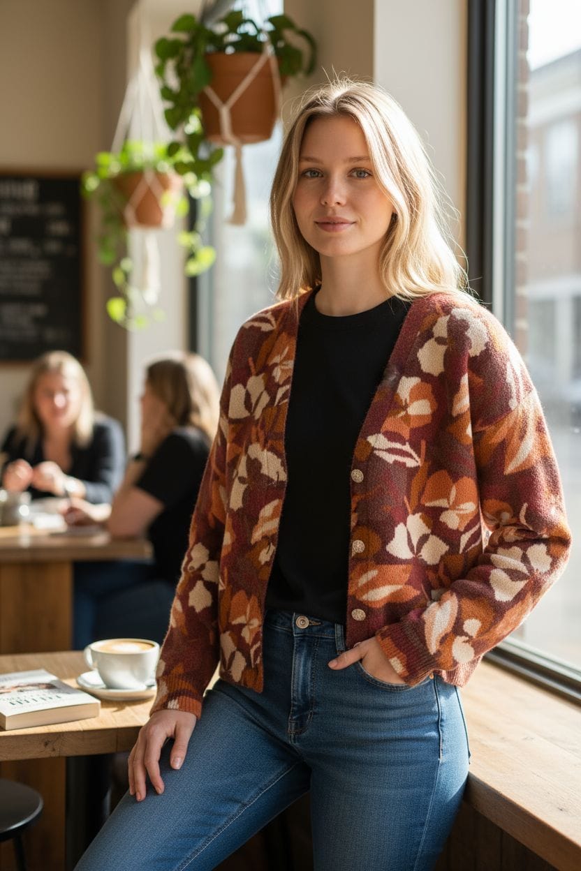 GUILLARD AUTUMN FLOWER CARDIGAN - PLUM