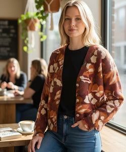 GUILLARD AUTUMN FLOWER CARDIGAN - PLUM