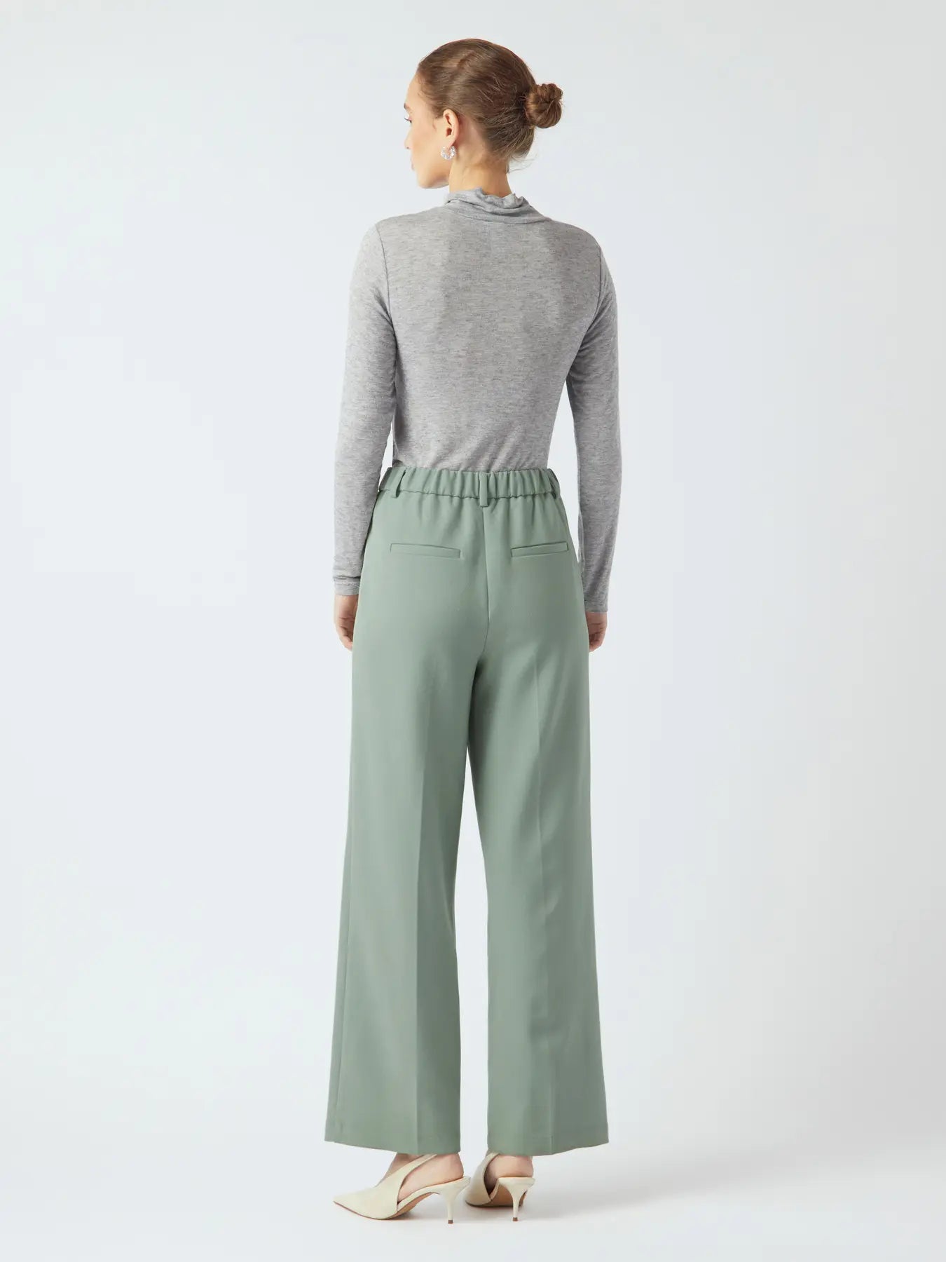 Y.A.S | LIKKA HW WIDE PANTS - ICEBERG GREEN
