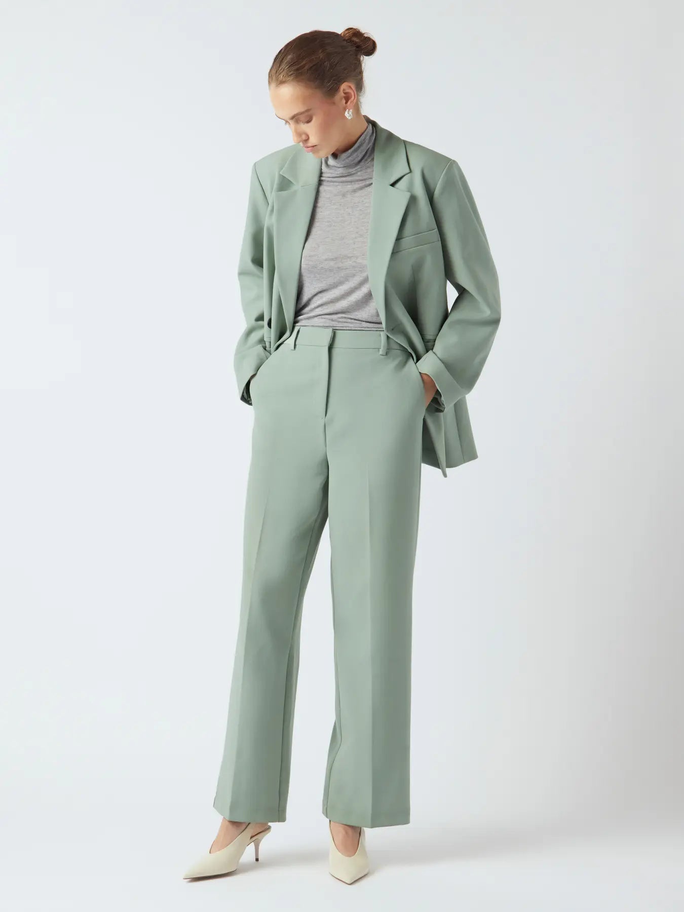 Y.A.S | LIKKA HW WIDE PANTS - ICEBERG GREEN