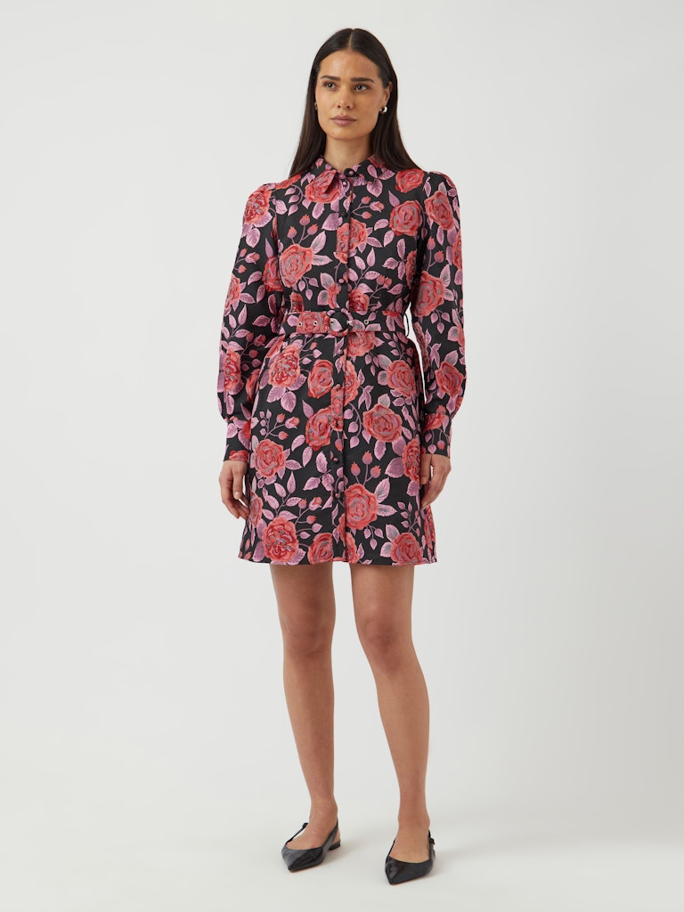 Y.A.S | KARI LS JACQUARD DRESS - BLACK