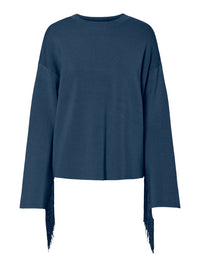 Y.A.S | FRINGA LS O-NECK KNINT PULLOVER - SARGASSO SEA