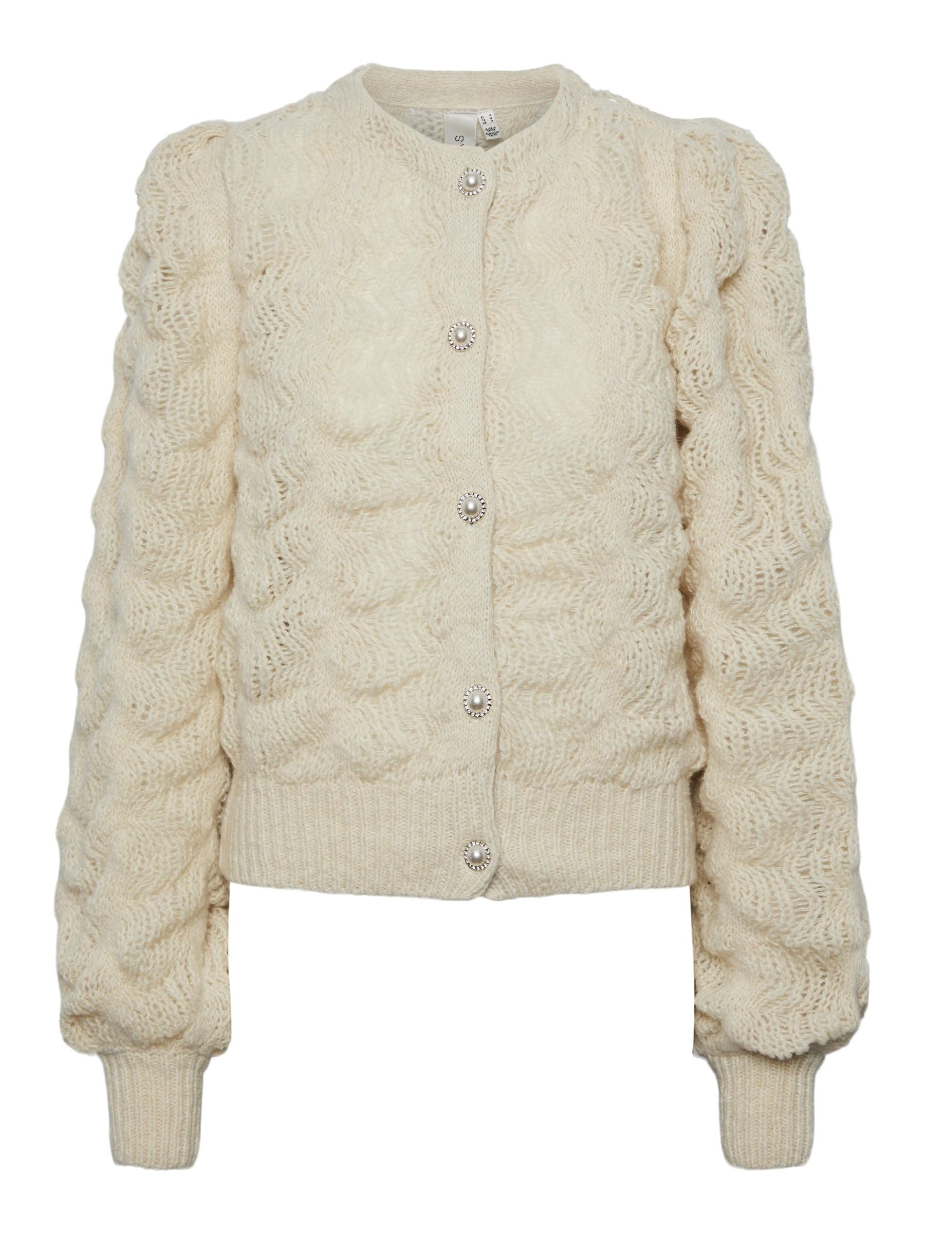 Y.A.S | BUBBLE LS KNIT CARDIGAN - BIRCH