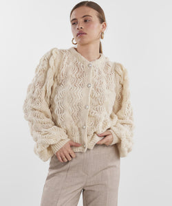 Y.A.S | BUBBLE LS KNIT CARDIGAN - BIRCH