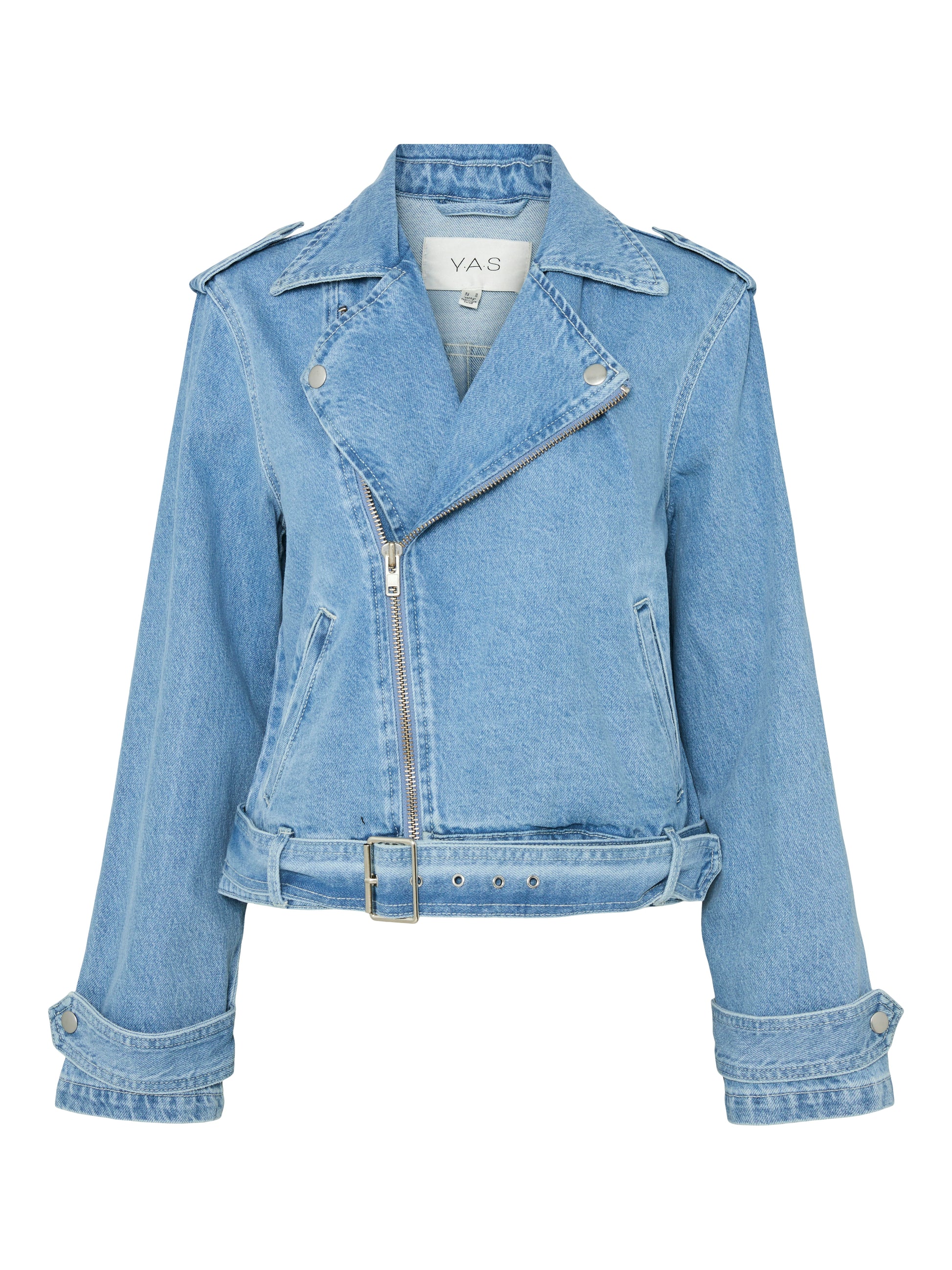 Y.A.S | ABIGAIL LS DENIM BIKER JACKET - MEDIUM BLUE DENIM