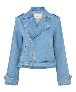 Y.A.S | ABIGAIL LS DENIM BIKER JACKET - MEDIUM BLUE DENIM