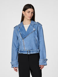 Y.A.S | ABIGAIL LS DENIM BIKER JACKET - MEDIUM BLUE DENIM