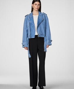 Y.A.S | ABIGAIL LS DENIM BIKER JACKET - MEDIUM BLUE DENIM