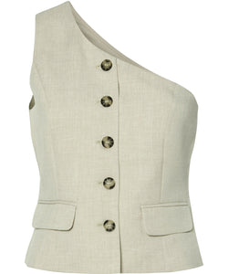 Y.A.S | TAVA ONESHOULDER WAISTCOAT GILET - PELICAN