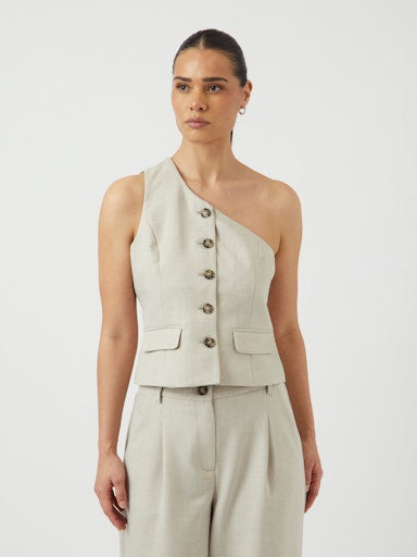 Y.A.S | TAVA ONESHOULDER WAISTCOAT GILET - PELICAN