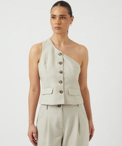 Y.A.S | TAVA ONESHOULDER WAISTCOAT GILET - PELICAN