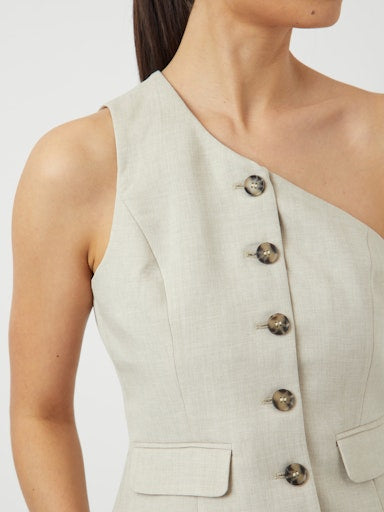Y.A.S | TAVA ONESHOULDER WAISTCOAT GILET - PELICAN