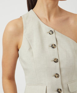 Y.A.S | TAVA ONESHOULDER WAISTCOAT GILET - PELICAN
