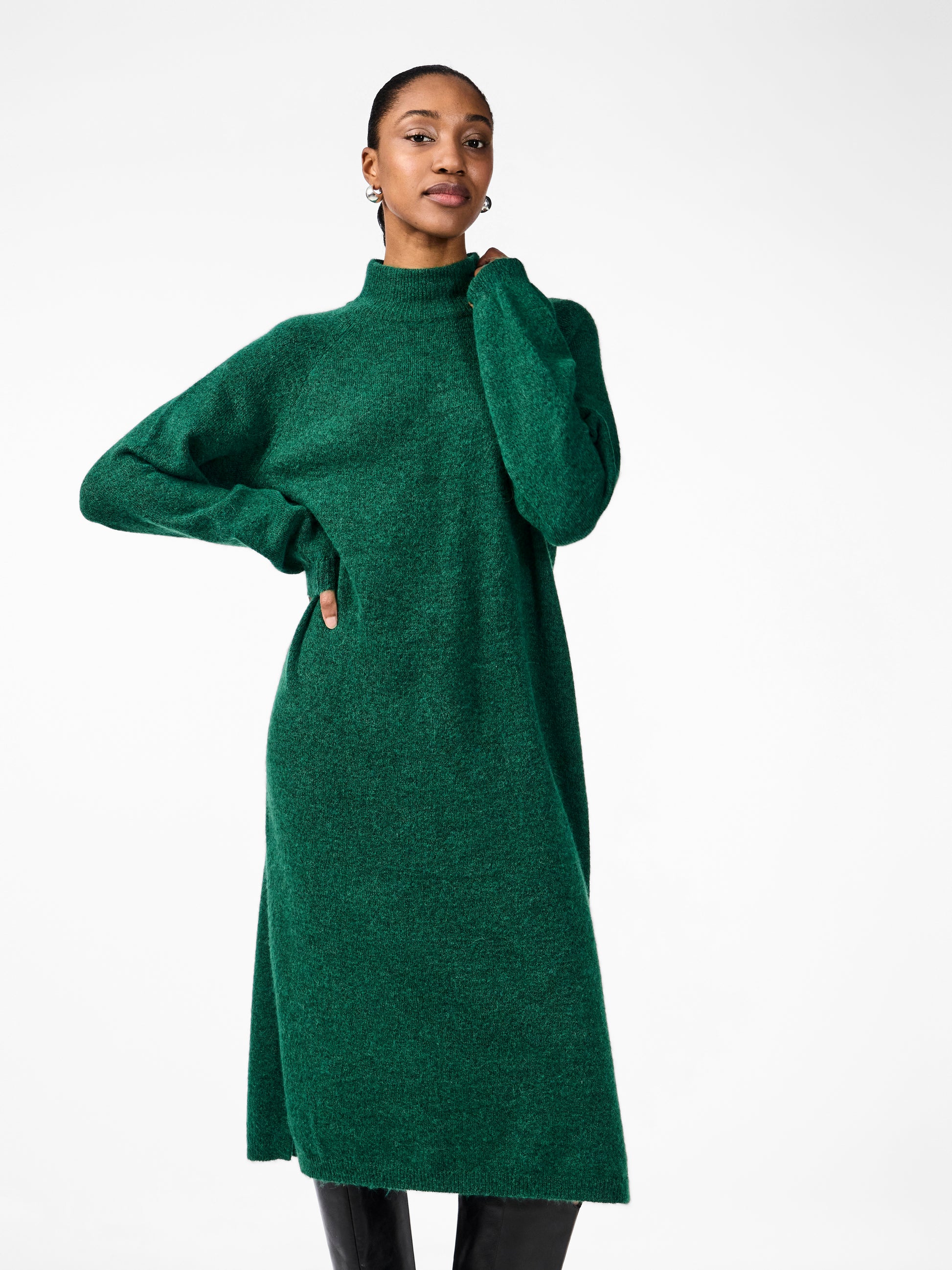 Y.A.S | BALIS LS FUNNEL KNIT DRESS - FIR