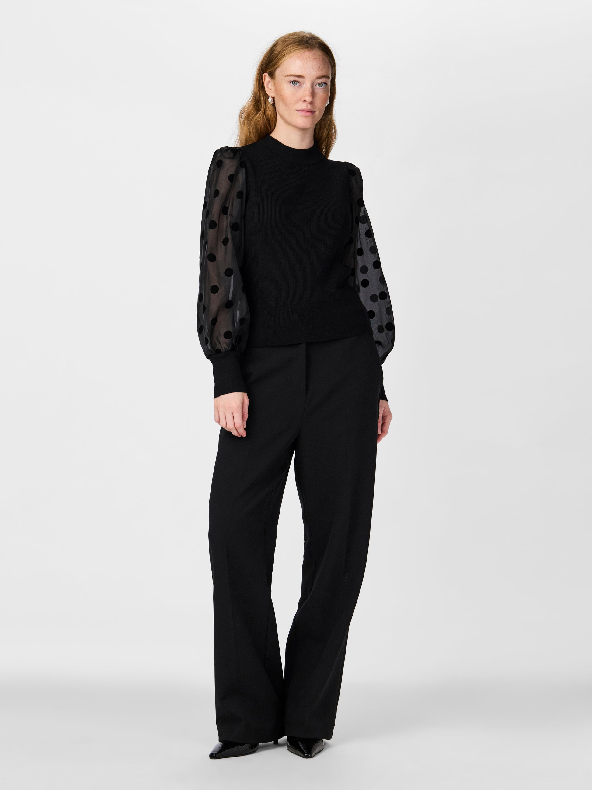 Y.A.S | DOTME LS KNIT PULLOVER - BLACK DOTS