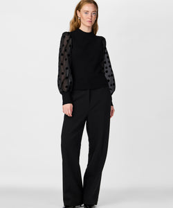 Y.A.S | DOTME LS KNIT PULLOVER - BLACK DOTS
