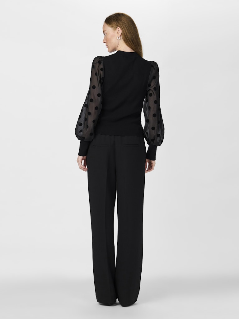Y.A.S | DOTME LS KNIT PULLOVER - BLACK DOTS