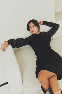 Y.A.S | DOTME LS KNIT PULLOVER - BLACK DOTS