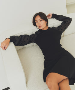 Y.A.S | DOTME LS KNIT PULLOVER - BLACK DOTS