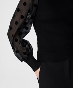 Y.A.S | DOTME LS KNIT PULLOVER - BLACK DOTS