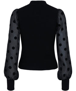 Y.A.S | DOTME LS KNIT PULLOVER - BLACK DOTS