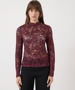 Y.A.S | LACEY LS LACE TOP - PORT ROYAL