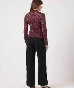 Y.A.S | LACEY LS LACE TOP - PORT ROYAL