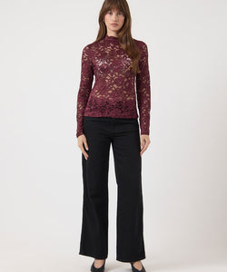 Y.A.S | LACEY LS LACE TOP - PORT ROYAL