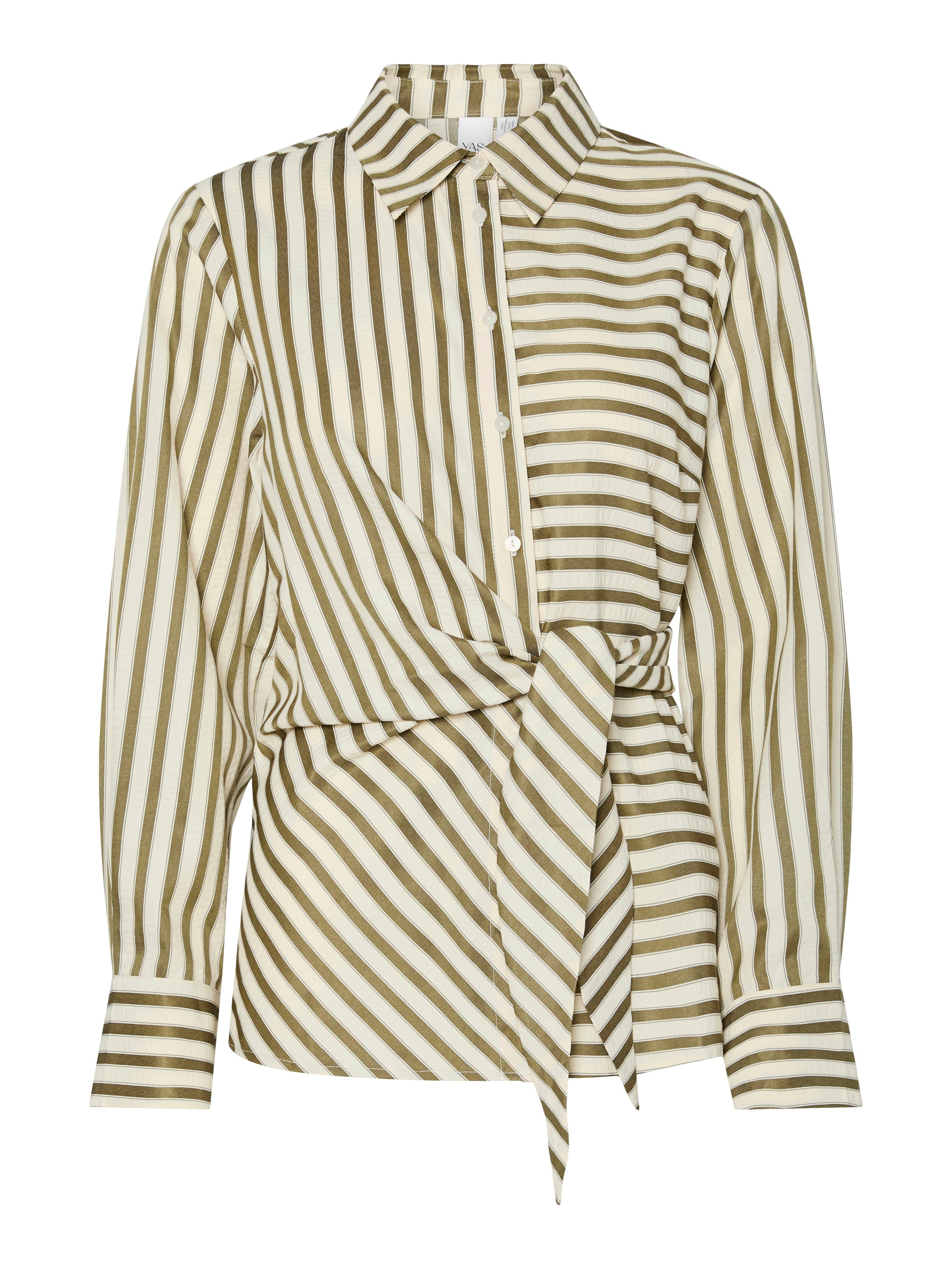 Y.A.S | OLIVIA LS SHIRT - STAR WHITE OLIVE STRIPE