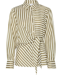 Y.A.S | OLIVIA LS SHIRT - STAR WHITE OLIVE STRIPE