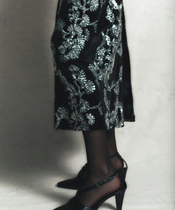 Y.A.S | FLORANA LS LONG DRESS - BLACK & SILVER SEQUINS