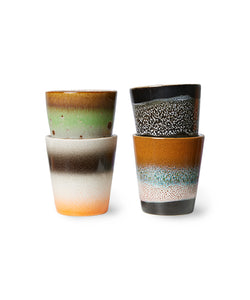 HKliving | 70'S RISTRETTO MUGS - GOOD VIBES BROWN/ OCEAN BLUE