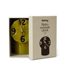 HKliving | RETRO CERAMIC CLOCK - OLIVE